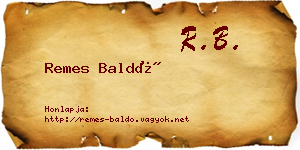 Remes Baldó névjegykártya